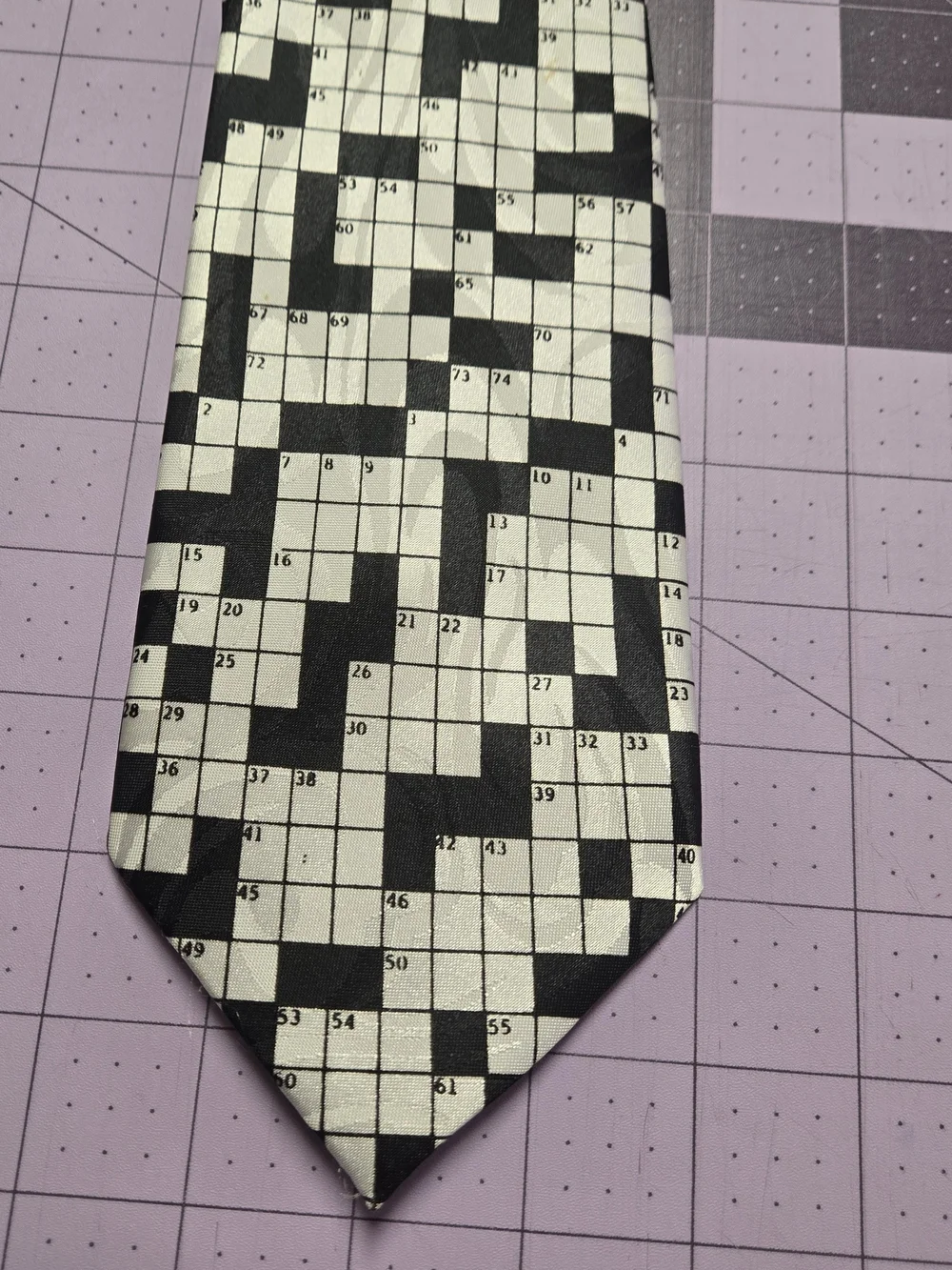 Fratello Handmade Crossword Puzzle Novelty Necktie Black White